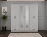 Luxury 6 Door Mirrored Wardrobe with Generous Storage Space | Premium Modern Bedroom Wardrobe with Drawers and Internal Shelves - Image 2
