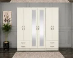 Modern 6 Door Mirrored Wardrobe with Spacious Hanging Storage | Large Bedroom Wardrobe with Drawers and Full-Length Mirrors