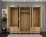 Contemporary 6 Door Wardrobe with Full-Length Mirror Doors | Premium Storage Cabinet with Spacious Drawers for Modern Bedrooms - Image 3