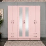 Stylish 6 Door Wardrobe with Large Internal Storage and Drawers | Elegant Mirrored Bedroom Storage Unit for Modern Homes
