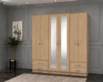 Stylish Mirrored Wardrobe with 6 Spacious Doors and Drawers | Modern Bedroom Furniture for Clothes, Bedding and Everyday Essentials