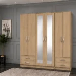 Stylish Mirrored Wardrobe with 6 Spacious Doors and Drawers | Modern Bedroom Furniture for Clothes, Bedding and Everyday Essentials