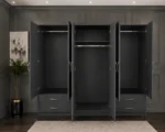 Premium 6 Door Mirrored Wardrobe with Large Storage Capacity and Smooth Drawers | Elegant Modern Bedroom Wardrobe with Full-Length Mirrors and Organised Storage - Image 3