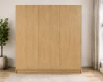 Natural Oak 6 Door Wardrobe – Elegant Mirror & Drawer Combination - Image 4