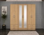 Contemporary 6 Door Wardrobe with Full-Length Mirror Doors | Premium Storage Cabinet with Spacious Drawers for Modern Bedrooms