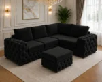 4 Seater Black Sofa – Premium Tufted Upholstery with Plush Seating - Image 3