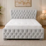Sterling Silver Super King Oxford Bed – Contemporary Luxury Headboard with Mattress Included