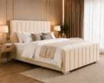 Cream 6ft Super King Upholstered Bed – Stylish Headboard with Mattress - Image 4