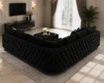 Black L Shape Corner Sofa – Luxury Tufted Lounge Sofa with Premium Finish - Image 4