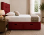 Merlot Red Fabric Divan – 3ft | 90 × 190 cm with Spacious Underbed Storage - Image 2