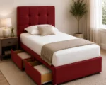 Merlot Red Fabric Divan – 3ft | 90 × 190 cm with Spacious Underbed Storage - Image 3