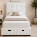 Classic Ivory Single Divan – 3ft | 90 × 190 cm with Comfortable Mattress & Drawers