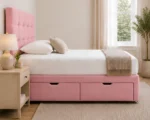 Vintage Rose 3ft Divan – 90 × 190 cm with Padded Finish & Drawers - Image 3
