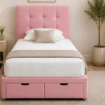 Vintage Rose 3ft Divan – 90 × 190 cm with Padded Finish & Drawers