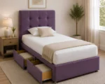 Regal Violet Upholstered Divan – 3ft | 90 × 190 cm with Mattress Included - Image 2