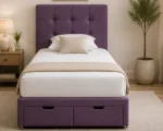 Regal Violet Upholstered Divan – 3ft | 90 × 190 cm with Mattress Included