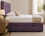 Regal Violet Upholstered Divan – 3ft | 90 × 190 cm with Mattress Included - Image 3