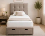 Mushroom Beige 3ft Divan – 90 × 190 cm with Quilted Finish & Drawers