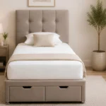 Mushroom Beige 3ft Divan – 90 × 190 cm with Quilted Finish & Drawers
