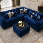 Luxury Blue Corner Sofa L Shape – Plush Designer Sofa with Premium Upholstery
