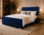 Modern Blue Super King Panel Bed – Stylish 6ft Frame with Mattress