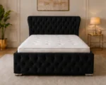 Midnight Black Oxford King Bed – Sophisticated 5ft Frame with Plush Upholstery & Mattress - Image 2