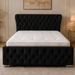 Obsidian Black Super King Oxford Bed with Mattress – 6ft | 200 × 200 cm