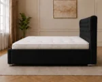 Onyx Black Oxford Double Bed – Premium Padded Headboard with Mattress Included - Image 3