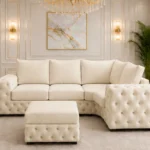 4 Seater Cream Sofa – Luxurious Padded Seating with Button Detail