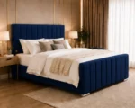 Modern Blue Super King Panel Bed – Stylish 6ft Frame with Mattress - Image 5