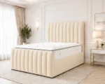Luxe Ivory King Bed with Mattress – Sophisticated Upholstered Bedroom Design - Image 5