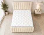 Luxe Ivory King Bed with Mattress – Sophisticated Upholstered Bedroom Design - Image 3