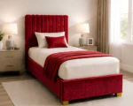 Cherry Red Fabric Divan – 3ft | 90 × 190 cm with Mattress & Spacious Drawers - Image 2