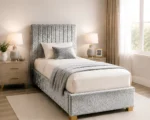 Moonstone Grey Upholstered Divan – 3ft | 90 × 190 cm with Mattress - Image 2