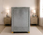 Moonstone Grey Upholstered Divan – 3ft | 90 × 190 cm with Mattress - Image 3