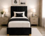 Eclipse Black Divan Bed – 3ft | 90 × 190 cm with Mattress Included