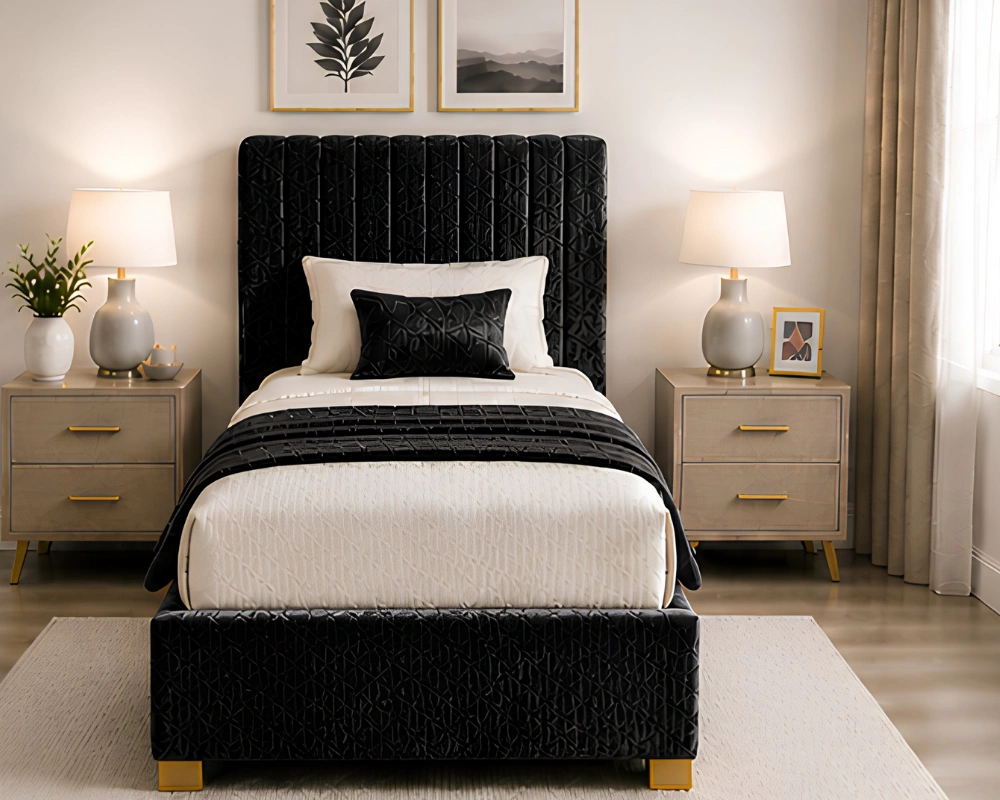 73 Black Single Divan Bed with Mattress Eclipse Black Divan Bed – 3ft | 90 × 190 cm with Mattress Included - Image 1