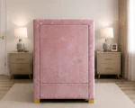 Soft Pink Upholstered Divan – 3ft | 90 × 190 cm with Mattress & Storage - Image 4