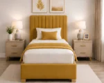 Champagne Gold 3ft Divan – 90 × 190 cm with Padded Finish & Drawer Storage