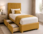 Champagne Gold 3ft Divan – 90 × 190 cm with Padded Finish & Drawer Storage - Image 2