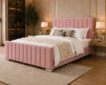 Blush Pink 6ft Super King Bed – Premium Upholstered Headboard with Mattress