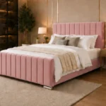 Blush Pink 6ft Super King Bed – Premium Upholstered Headboard with Mattress