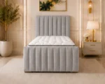 Pebble Grey Panel Single Bed – Contemporary 3ft Frame with Sophisticated Tall Headboard