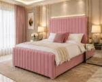 Soft Pink King Bed with Mattress – Stylish Contemporary Panel Headboard - Image 5