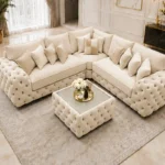 Luxury Cream Corner Sofa L Shape – Plush Designer Sofa with Sophisticated Finish
