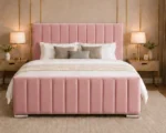 Blush Pink 6ft Super King Bed – Premium Upholstered Headboard with Mattress - Image 2