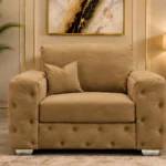 Oak Single Seater Sofa - Premium Buttoned Lounge Chair for Elegant Interiors