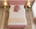 Soft Pink King Bed with Mattress – Stylish Contemporary Panel Headboard - Image 3