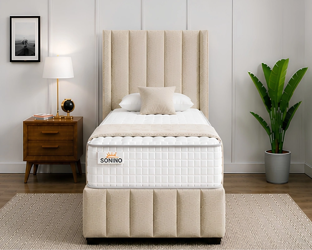 81 Sand Beige 3ft Divan Bed Cream Haven Divan Bed – Sophisticated 3ft Upholstered Bedroom Design - Image 1