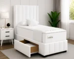 Classic White Divan Bed – 3ft Upholstered Design with Mattress Included - Image 2